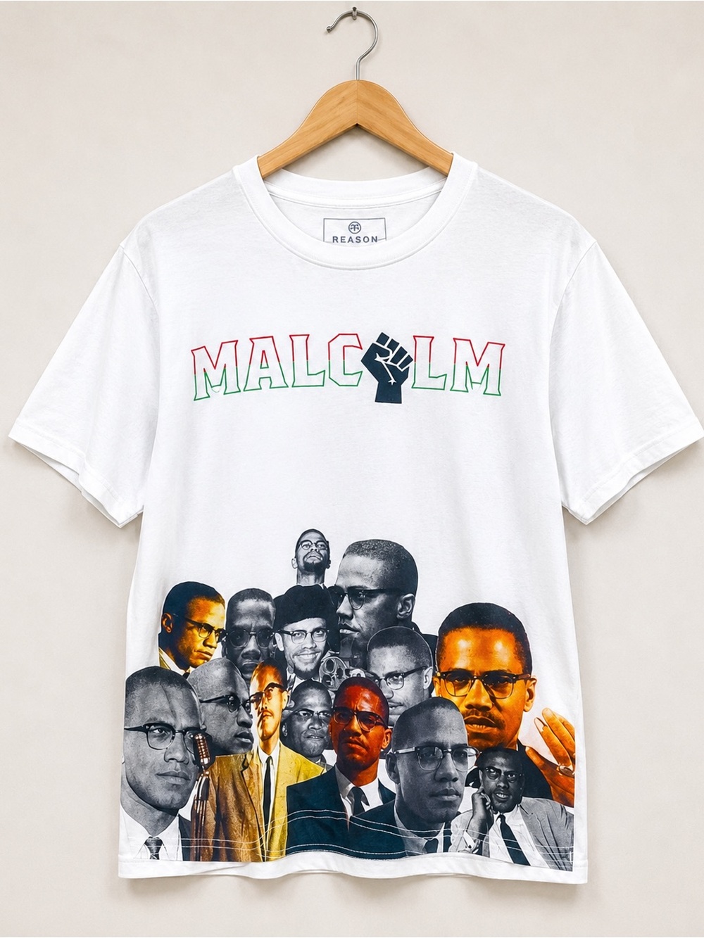 Malcolm X Men’s Graphic Off-White Cotton T-Shirt Size M